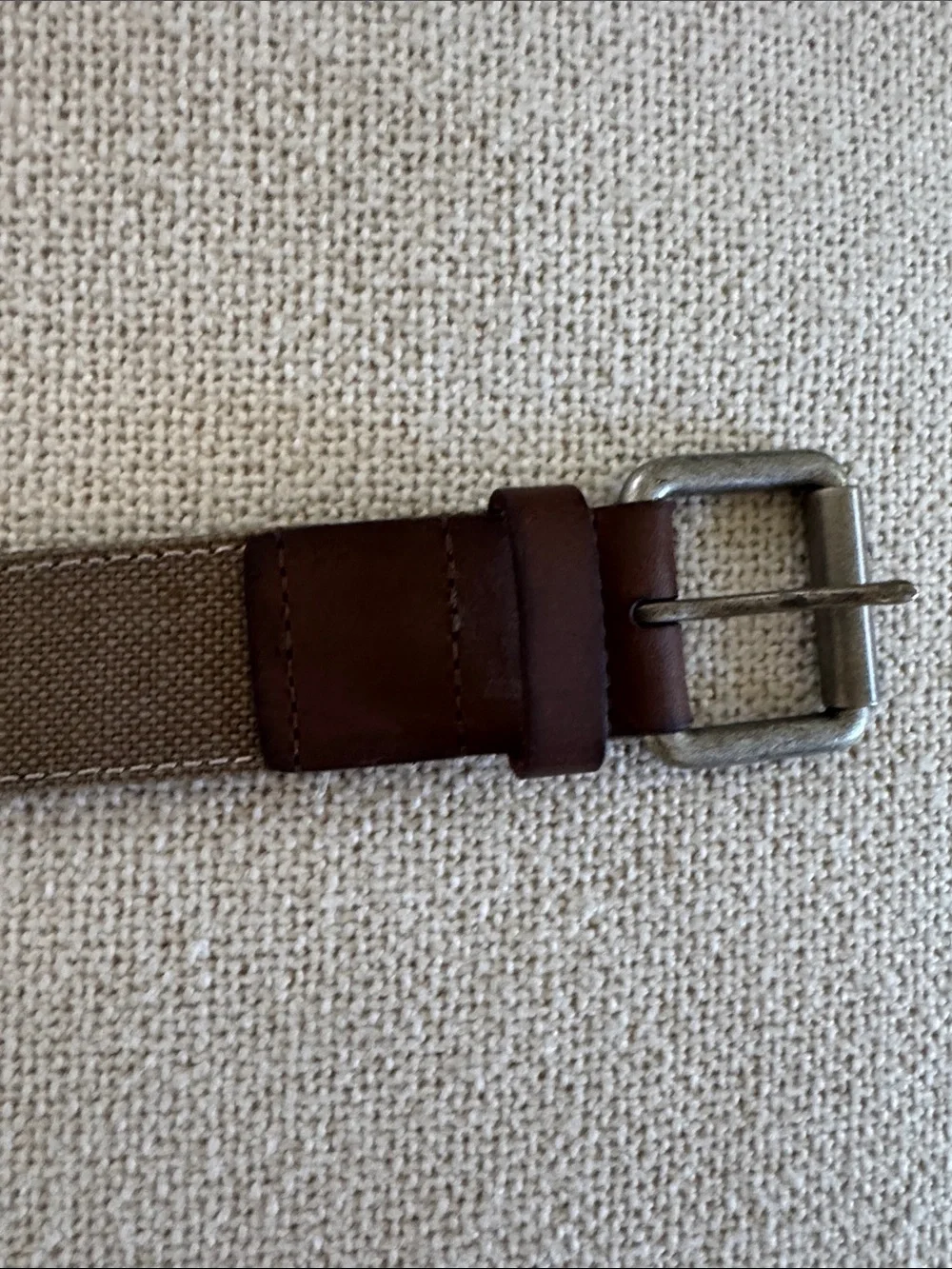 Lucky Brand Brown Canvas Belt with Leather Accents 38.